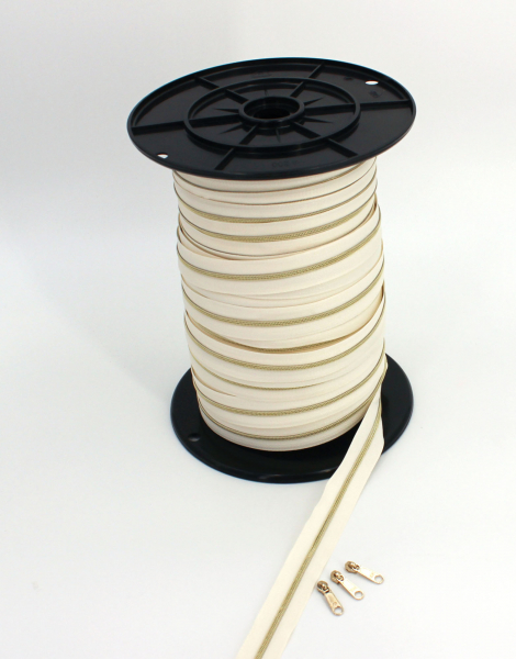 Endlosreißverschluss metallisiert schmal naturweiß/eisgold (1m)